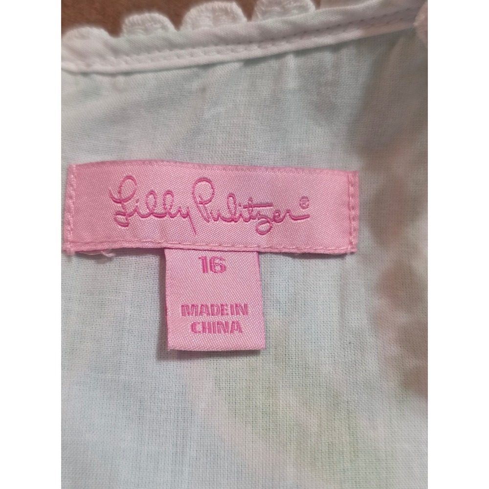 Lilly Pulitzer Girls Pink Aqua Floral Lace Halter Shift Dress Size 16 - Picture 5 of 8